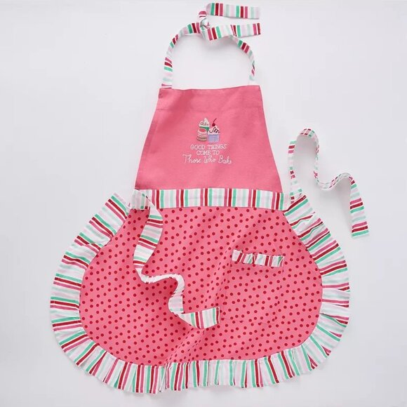 New Apron Good Things Come To Those Who Bake Pink Red Holiday Christmas NWT - Picture 1 of 9